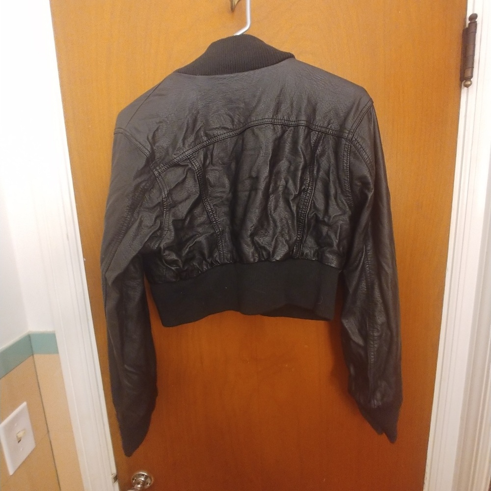 Crop pleather jacket